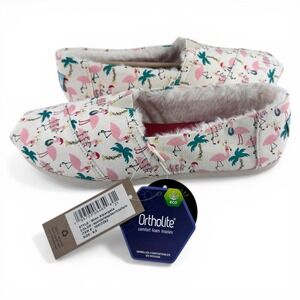 TOMS Alpargata Shoes Womens Size 8.5 Flamingo Faux Fur Glow In Dark Slip On